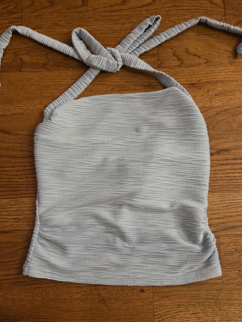 Light Light Teal Textured Halter Crop Top - Women’s Camisole